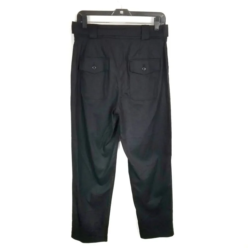 Banana Republic Women's Black Tie Belted Linen Cotton Blend Dress Pants Size 4